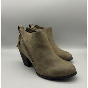 Torrid Boots Womens Size 10.5 Brown Ankle Booties Block Heel Side Zip Plus Size